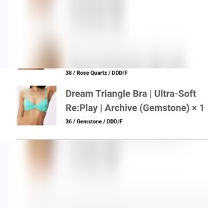 NWT Parade Dream Triangle Bra, Aqua, 36DDD/F